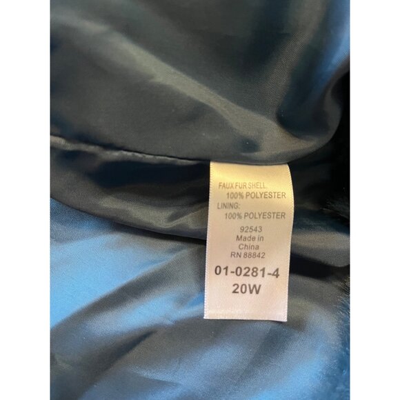 Roamans Womens plus 20W Faux Fur Coat blue/green luxuriously  soft pockets snap - Picture 4 of 14